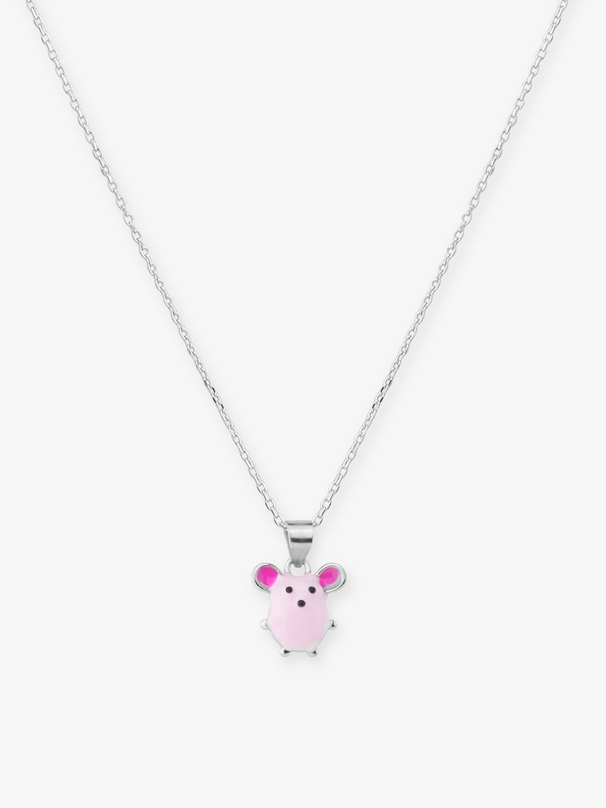 Close‑up of SIJA 925 silver Pinky Pig Necklace showing pig pendant detailing and handcrafted sterling silver design