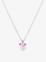 Close‑up of SIJA 925 silver Pinky Pig Necklace showing pig pendant detailing and handcrafted sterling silver design