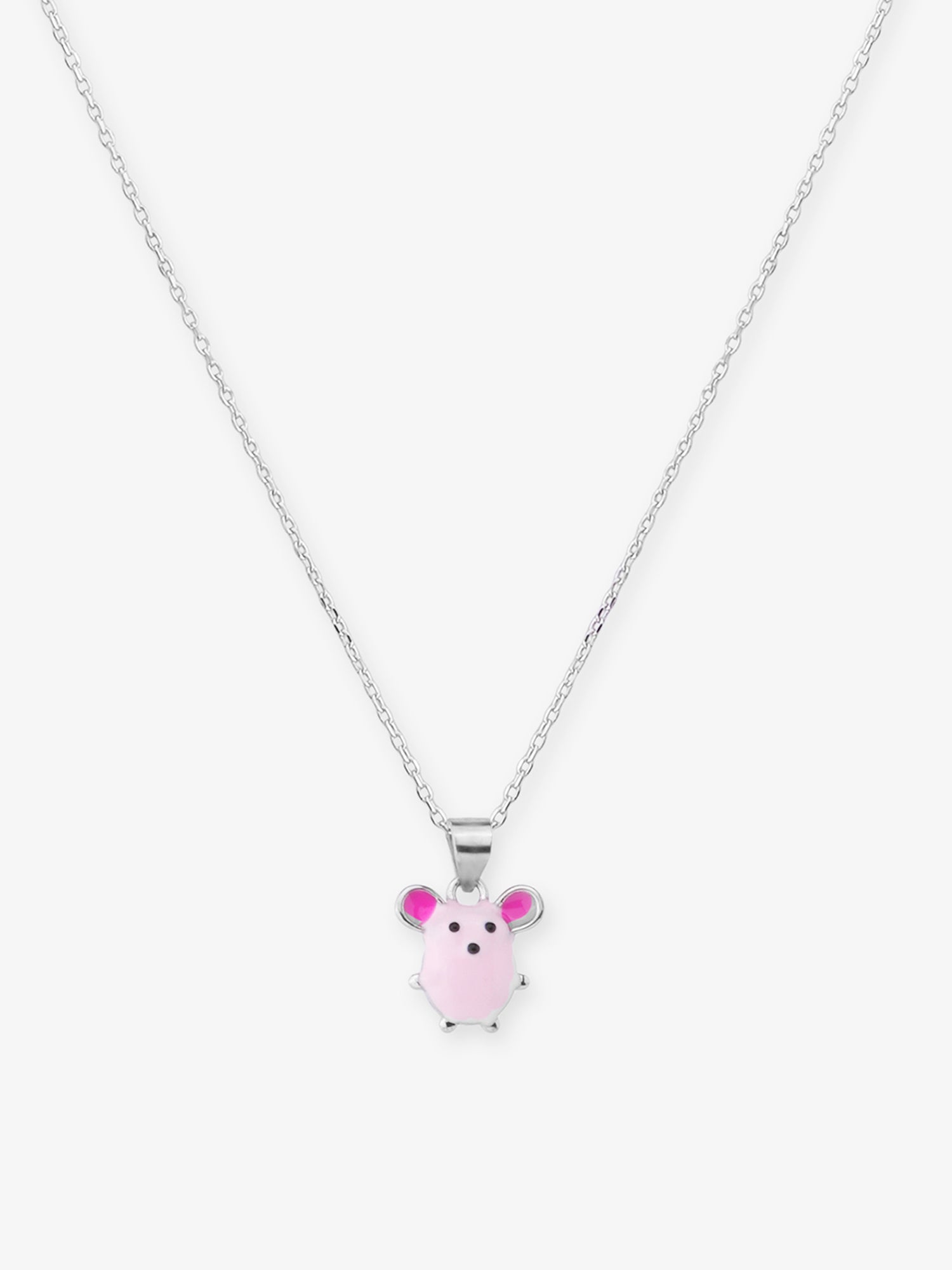 Close‑up of SIJA 925 silver Pinky Pig Necklace showing pig pendant detailing and handcrafted sterling silver design