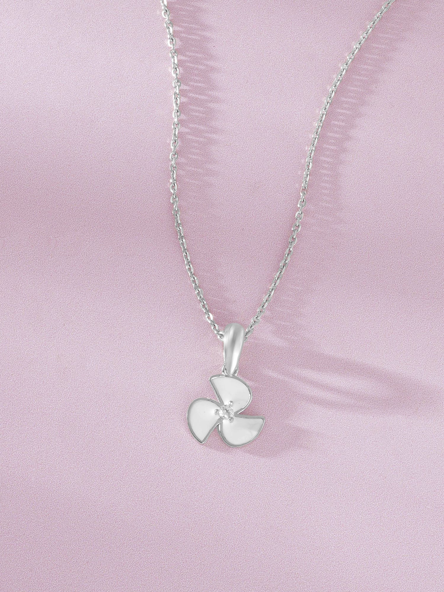 Detailed close up of SIJA 925 Silver Pinwheel Pendant with Chain highlighting pinwheel charm craftsmanship