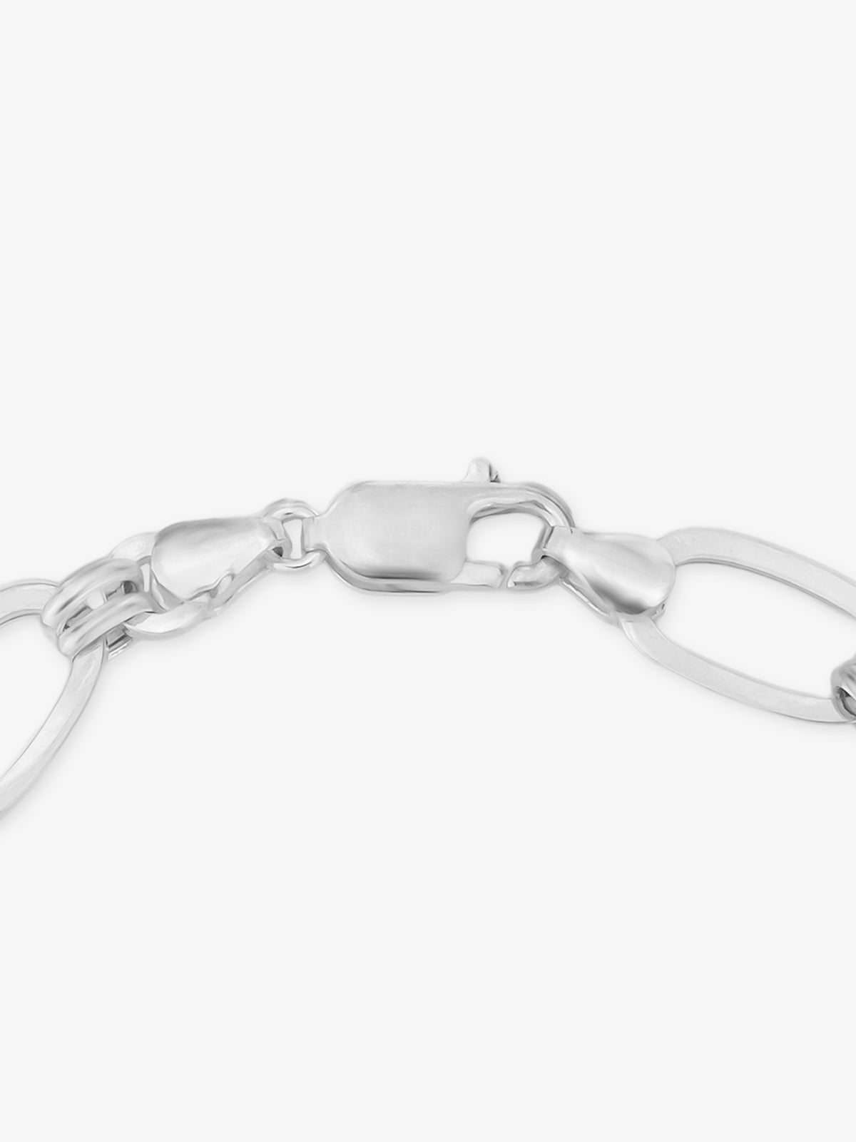 Side profile of SIJA 925 Silver Polo Double Ring Mens Chain Bracelet highlighting durable chain thickness and polished silver craftsmanship
