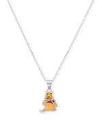 Close‑up of SIJA 925 Silver Pooh Bear Pendant with Chain showing cute Pooh Bear face detailing handcrafted sterling silver jewellery fun accessory for children
