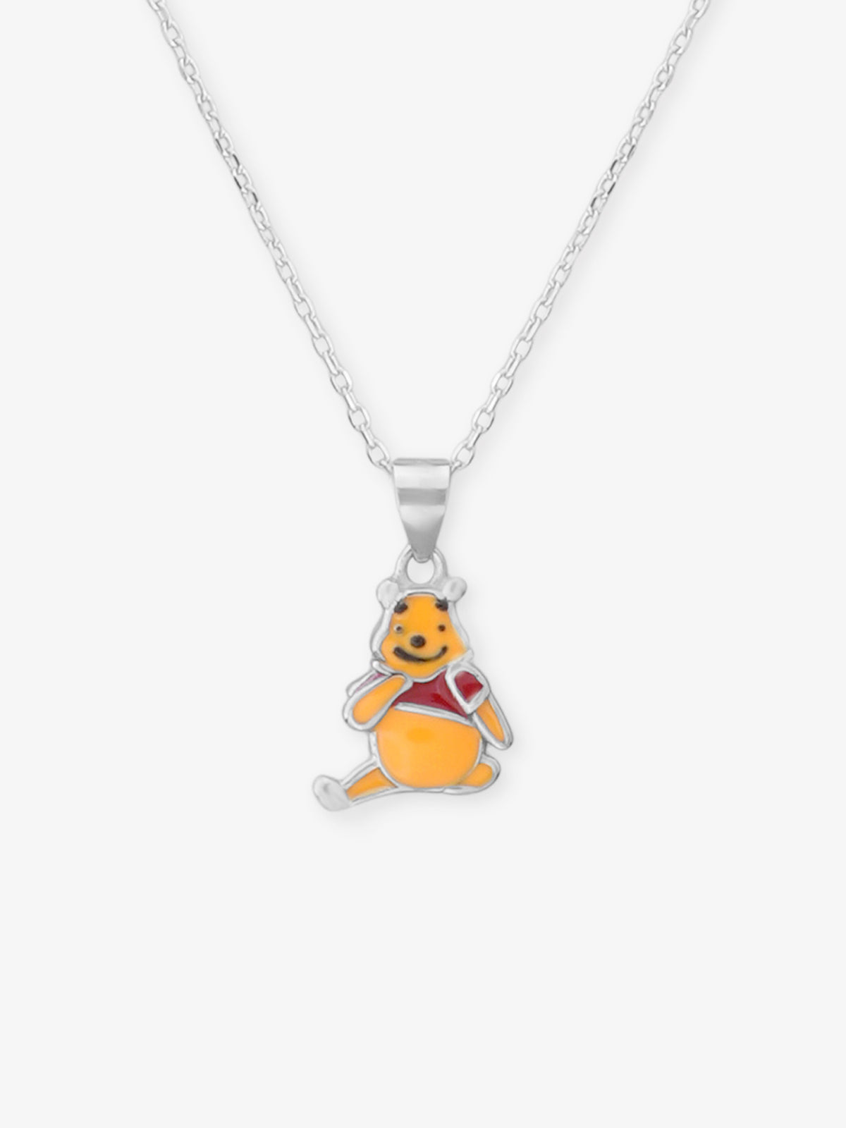SIJA 925 Silver Pooh Bear Pendant with Chain sterling silver jewellery playful kids design full front hero view accessory