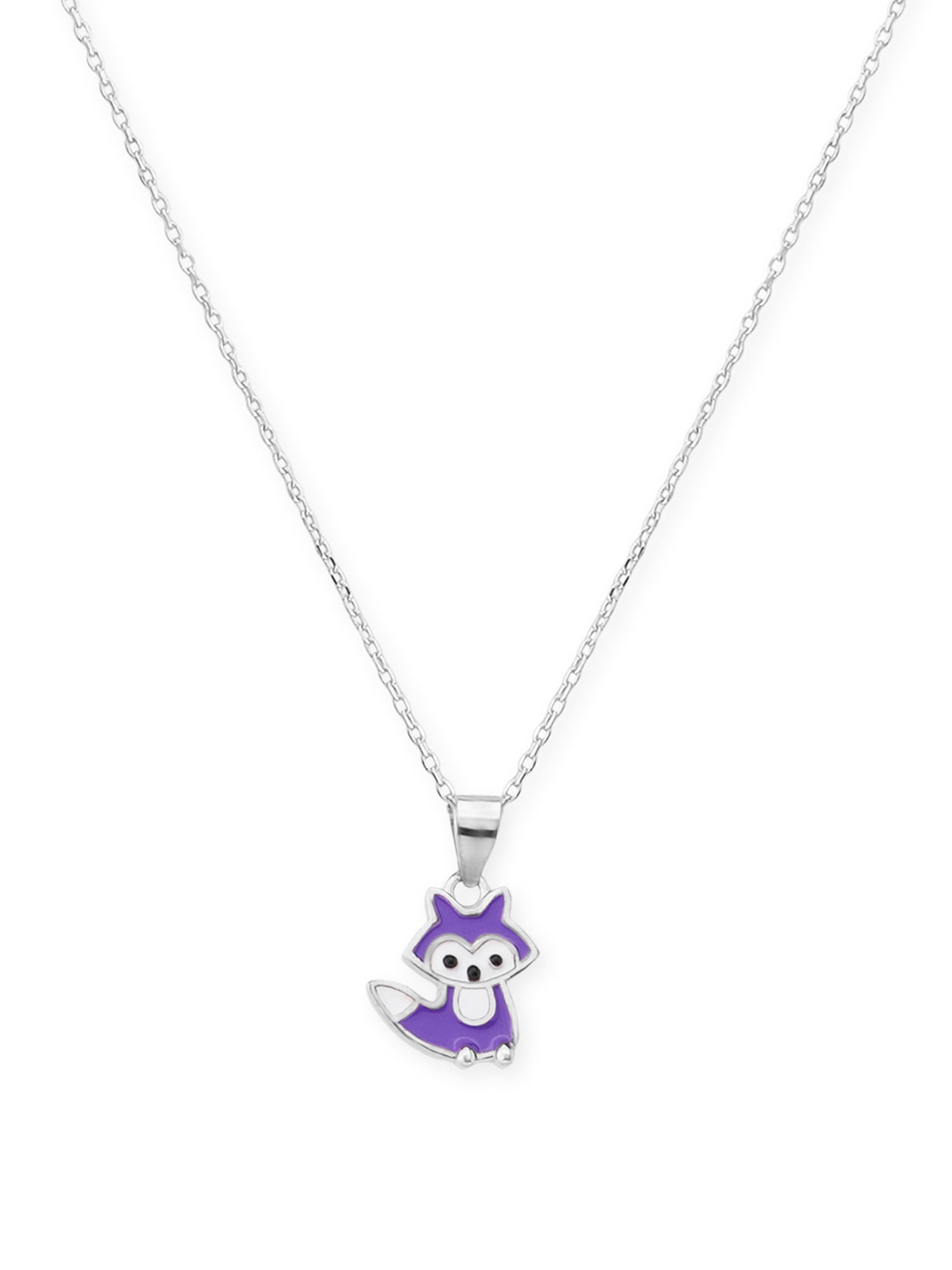 Close‑up of SIJA 925 silver Purple Cat Necklace showing purple cat pendant detailing and handcrafted sterling silver design