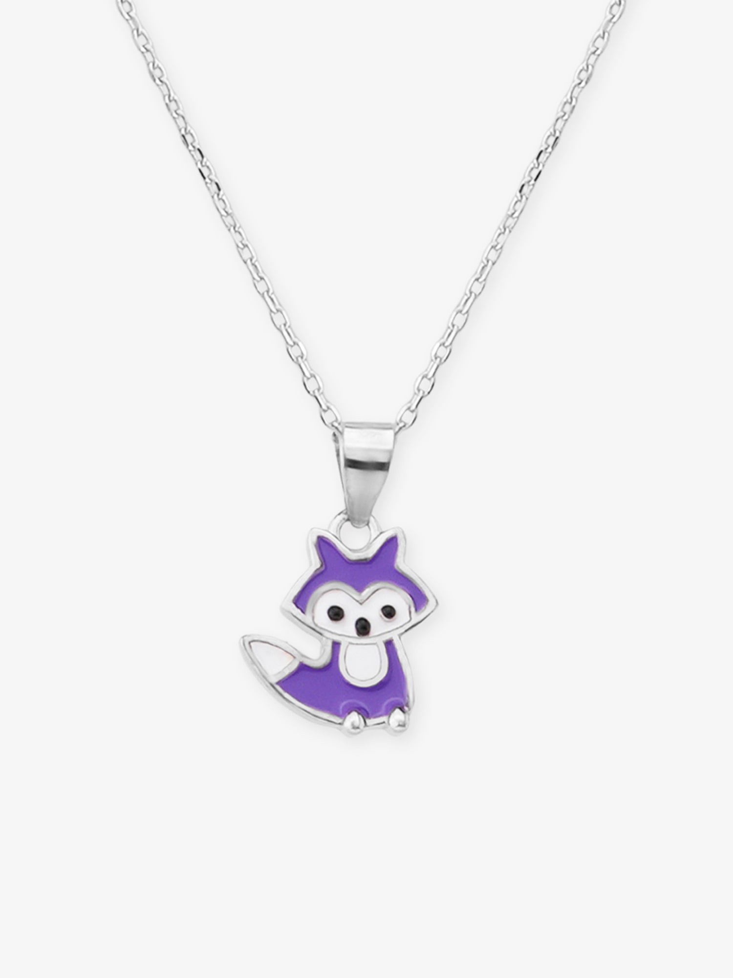 Close‑up of SIJA 925 silver Purple Cat Necklace showing purple cat pendant detailing and handcrafted sterling silver design