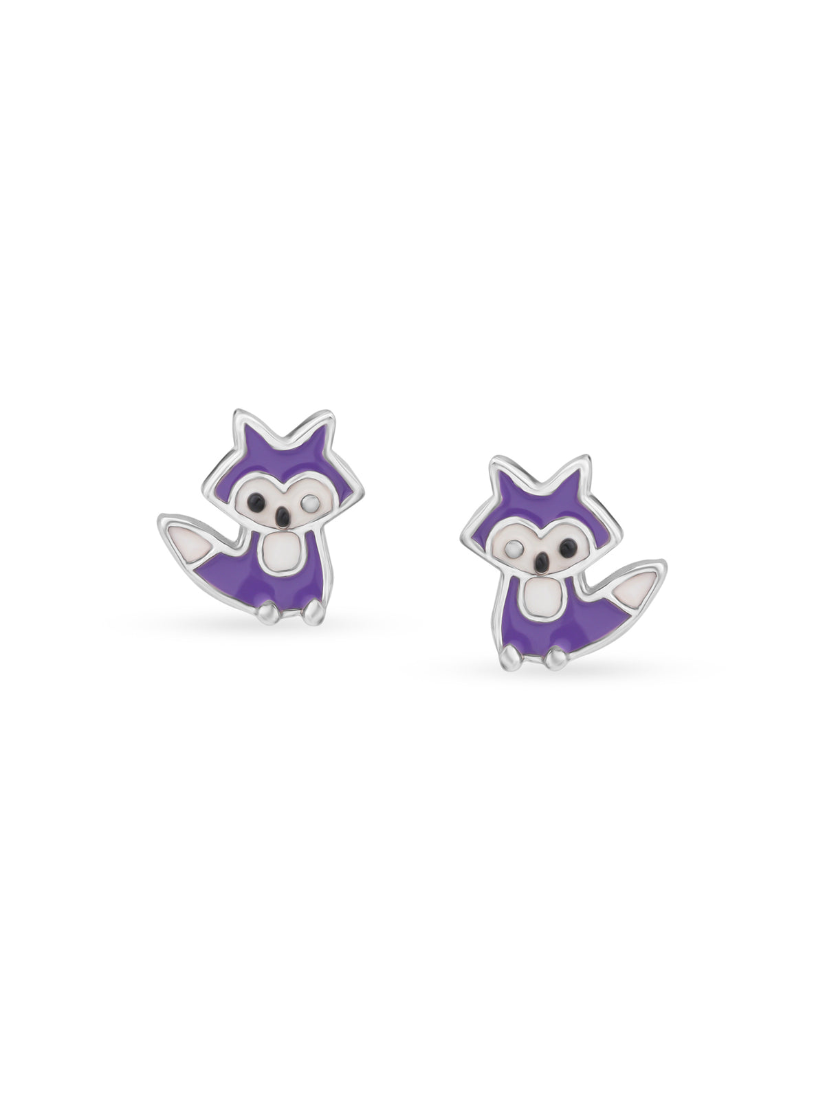 Detailed view of SIJA 925 silver Purple Cat Earrings highlighting intricate sterling silver finish and ornamental craftsmanship
