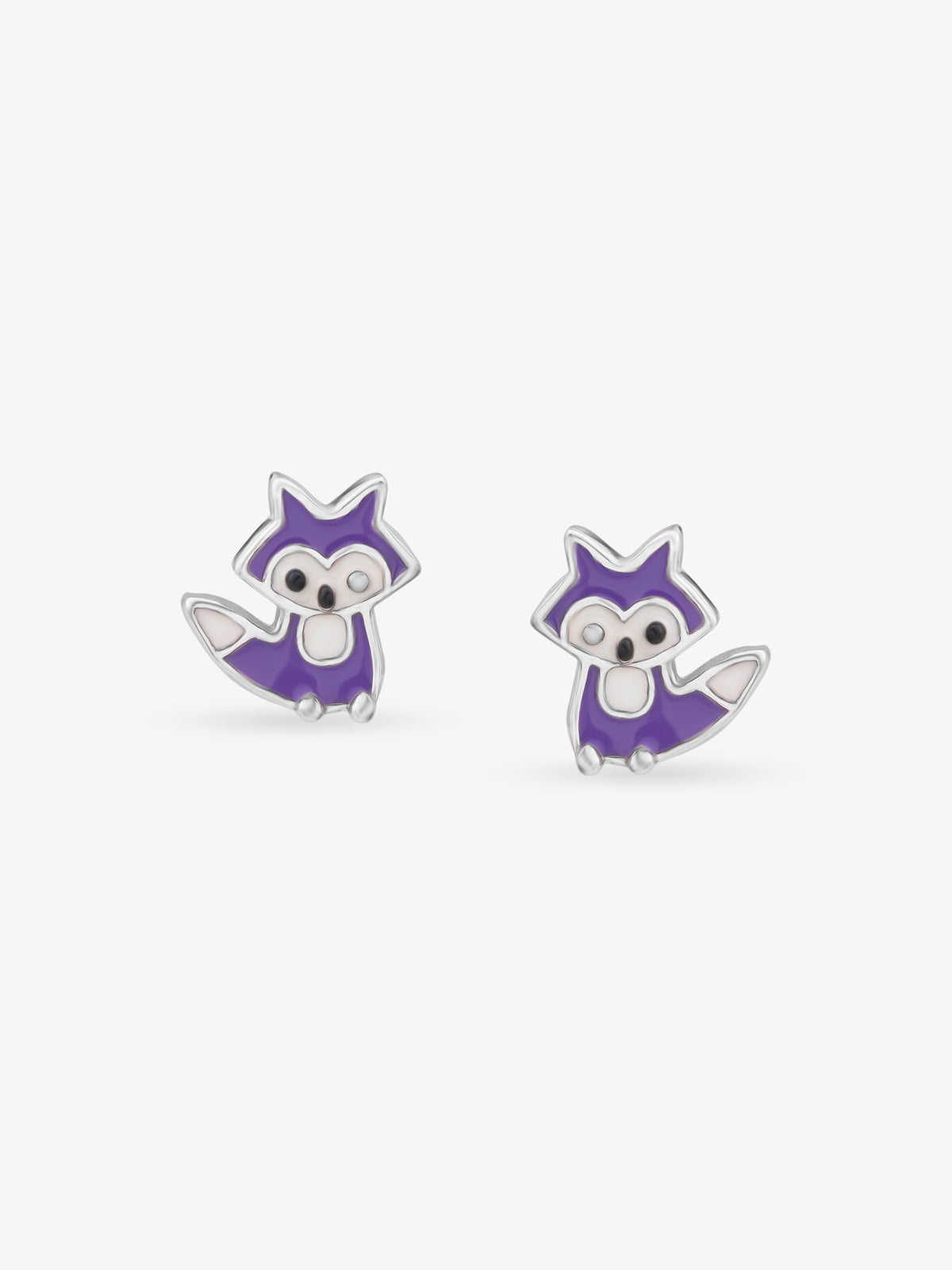 Detailed view of SIJA 925 silver Purple Cat Earrings highlighting intricate sterling silver finish and ornamental craftsmanship