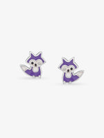 Detailed view of SIJA 925 silver Purple Cat Earrings highlighting intricate sterling silver finish and ornamental craftsmanship