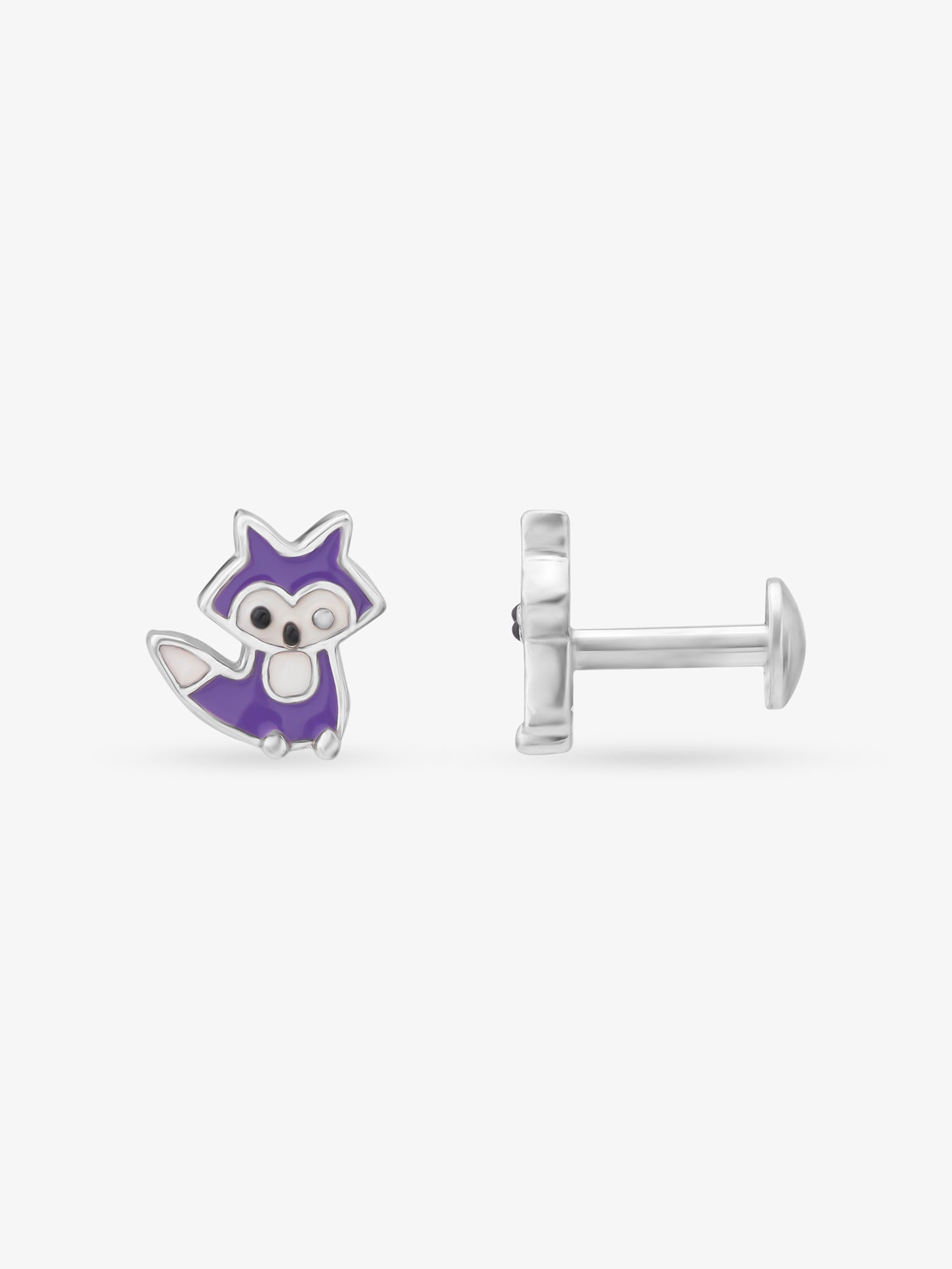 Side profile of SIJA 925 silver Purple Cat Necklace showing polished edges and durable sterling silver construction