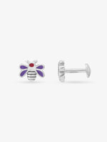 Side profile of SIJA 925 silver Purple Enamel Honey Bee Necklace showing polished edges and durable sterling silver construction