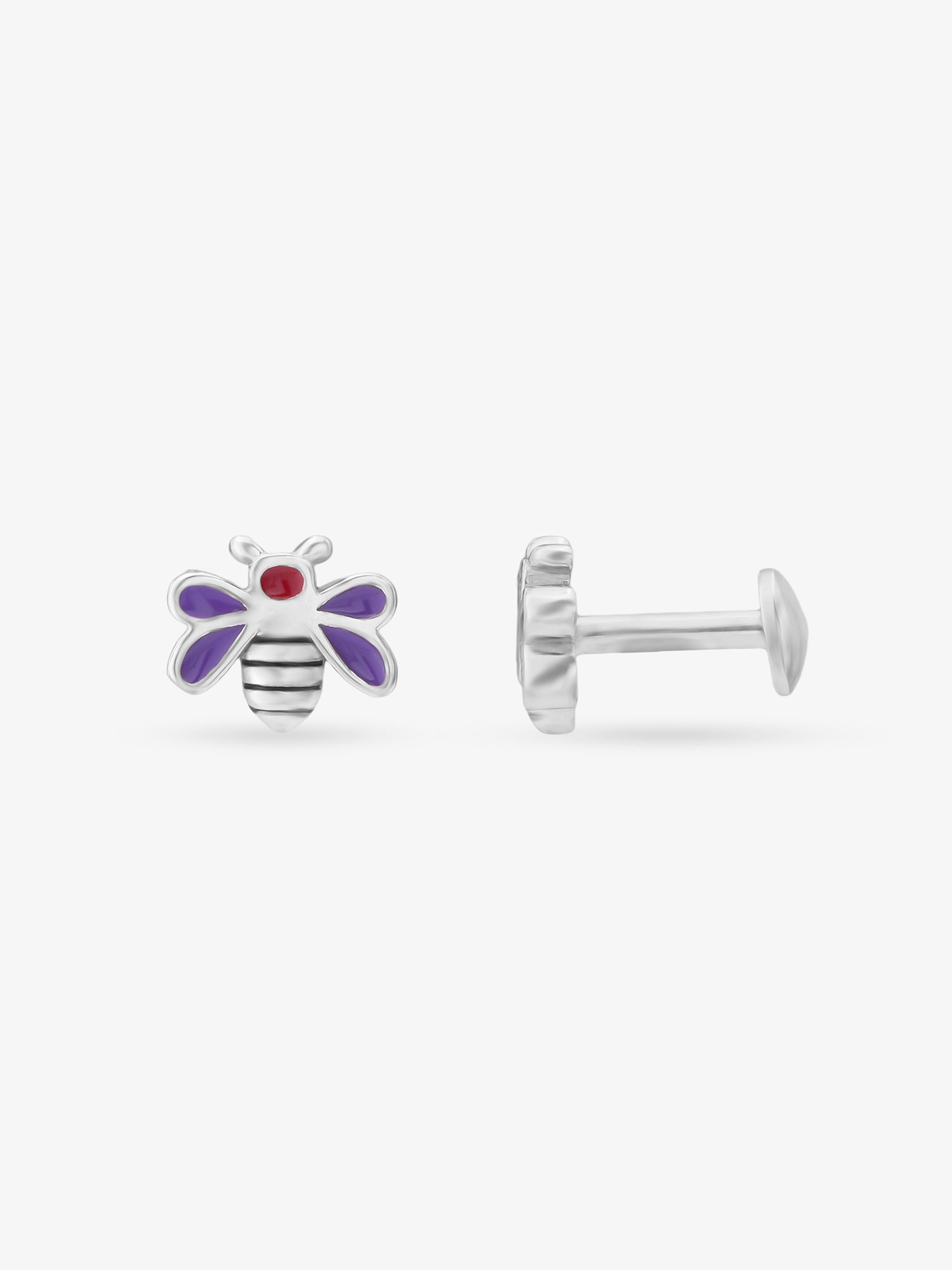 Side profile of SIJA 925 silver Purple Enamel Honey Bee Necklace showing polished edges and durable sterling silver construction