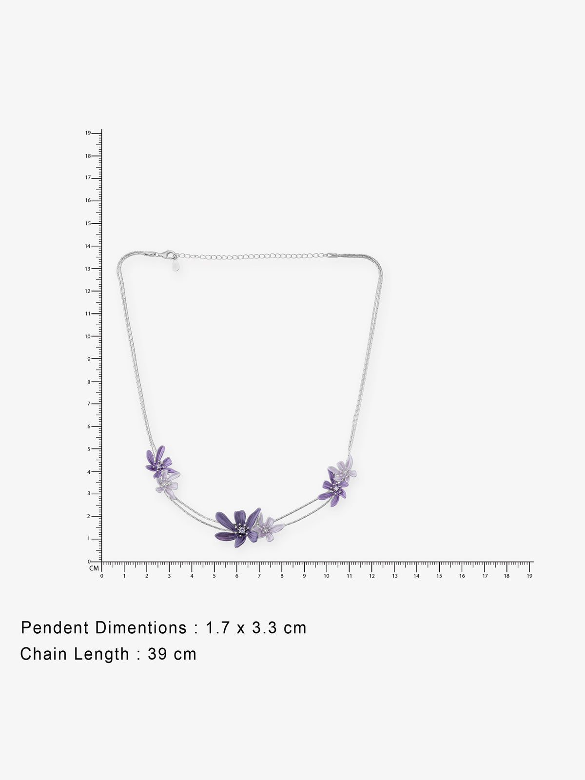 Reverse of SIJA Flower Necklace showing BIS 925 hallmark stamp certified sterling silver jewellery authenticity and quality assurance
