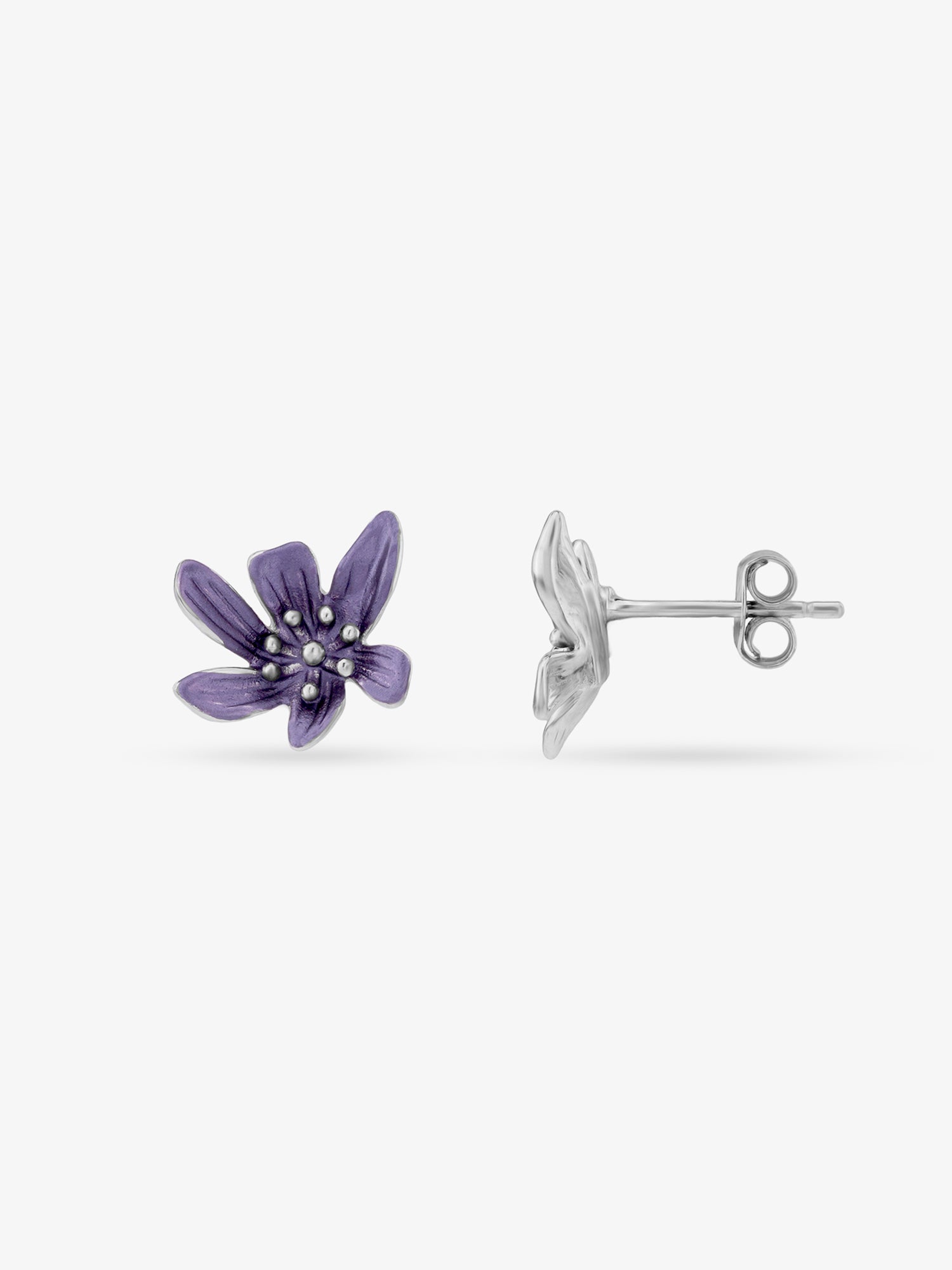 Side profile of SIJA 925 silver Flower Earrings sterling silver jewellery timeless floral accessory elegant design for women
