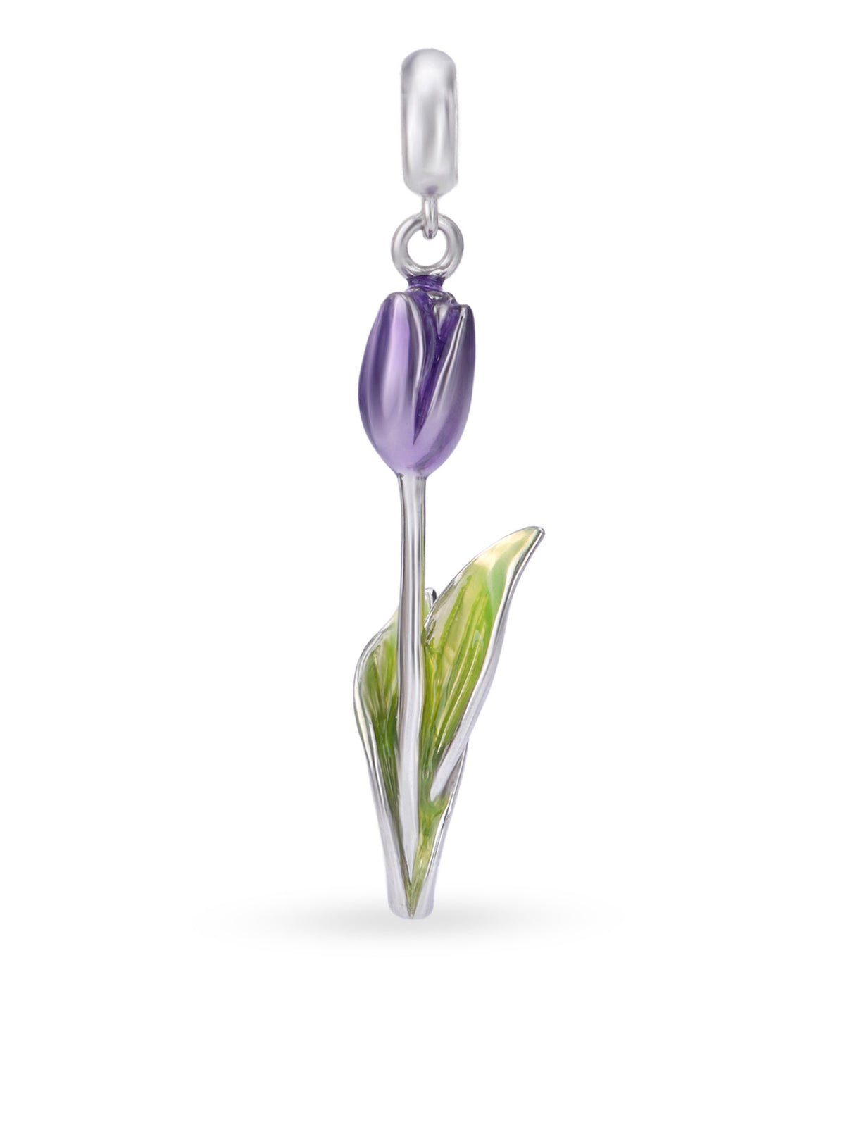 Hero shot SIJA 925 silver jewellery purple rose charm BIS hallmarked elegant floral accessory perfect for weddings festive wear and gifting