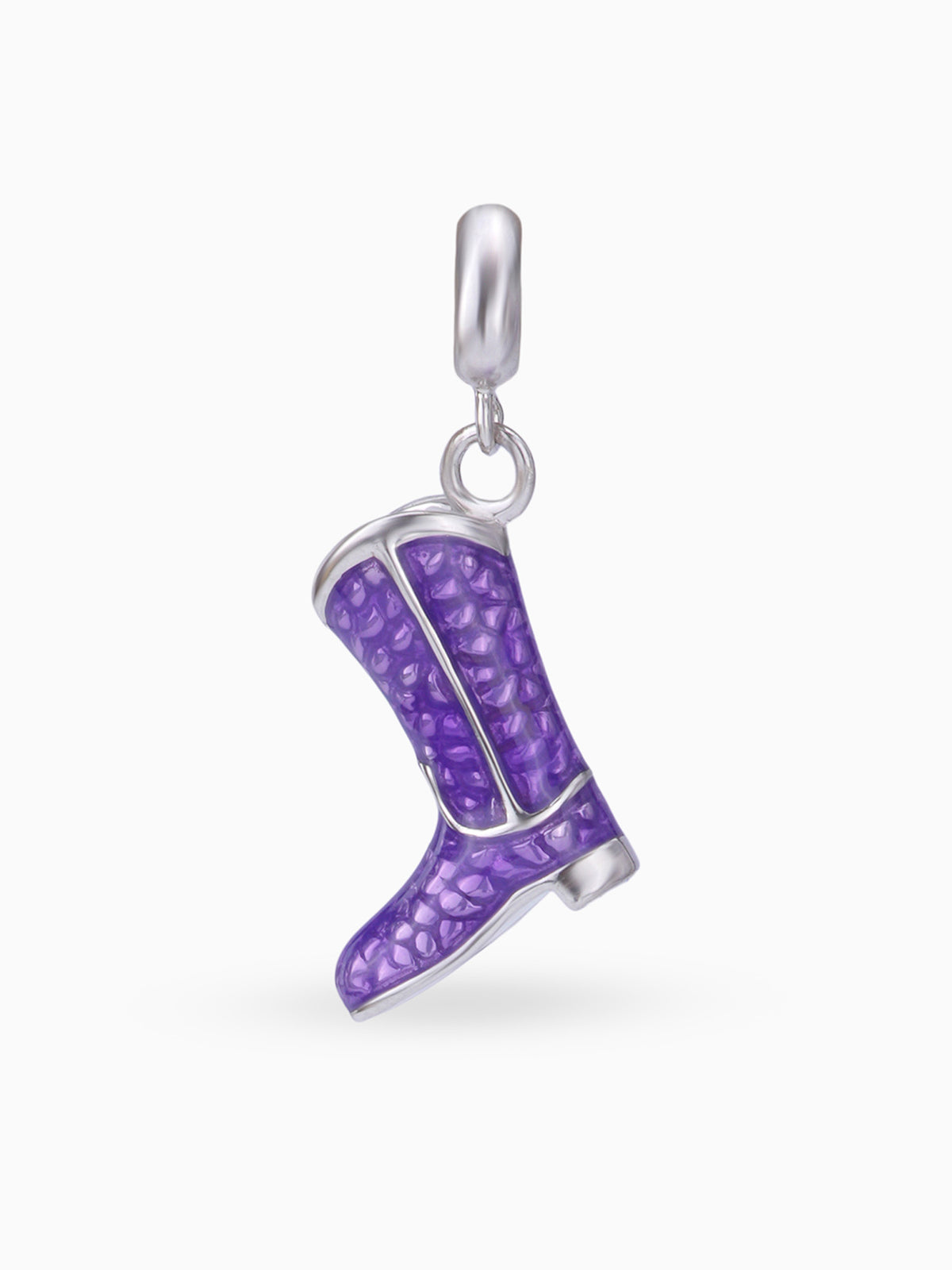 Side view SIJA 925 silver jewellery purple shoe charm stylish handcrafted accessory perfect for parties anniversaries and festive wear