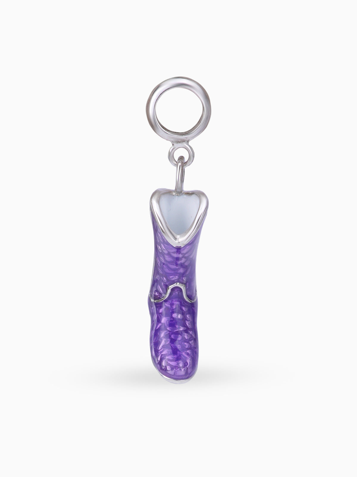 Side view SIJA 925 silver jewellery purple shoe charm stylish handcrafted accessory perfect for parties anniversaries and festive wear