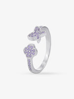 Side profile of SIJA 925 Silver Purple Stone Floral and Butterfly Toe Ring highlighting durable sterling silver craftsmanship and motif design