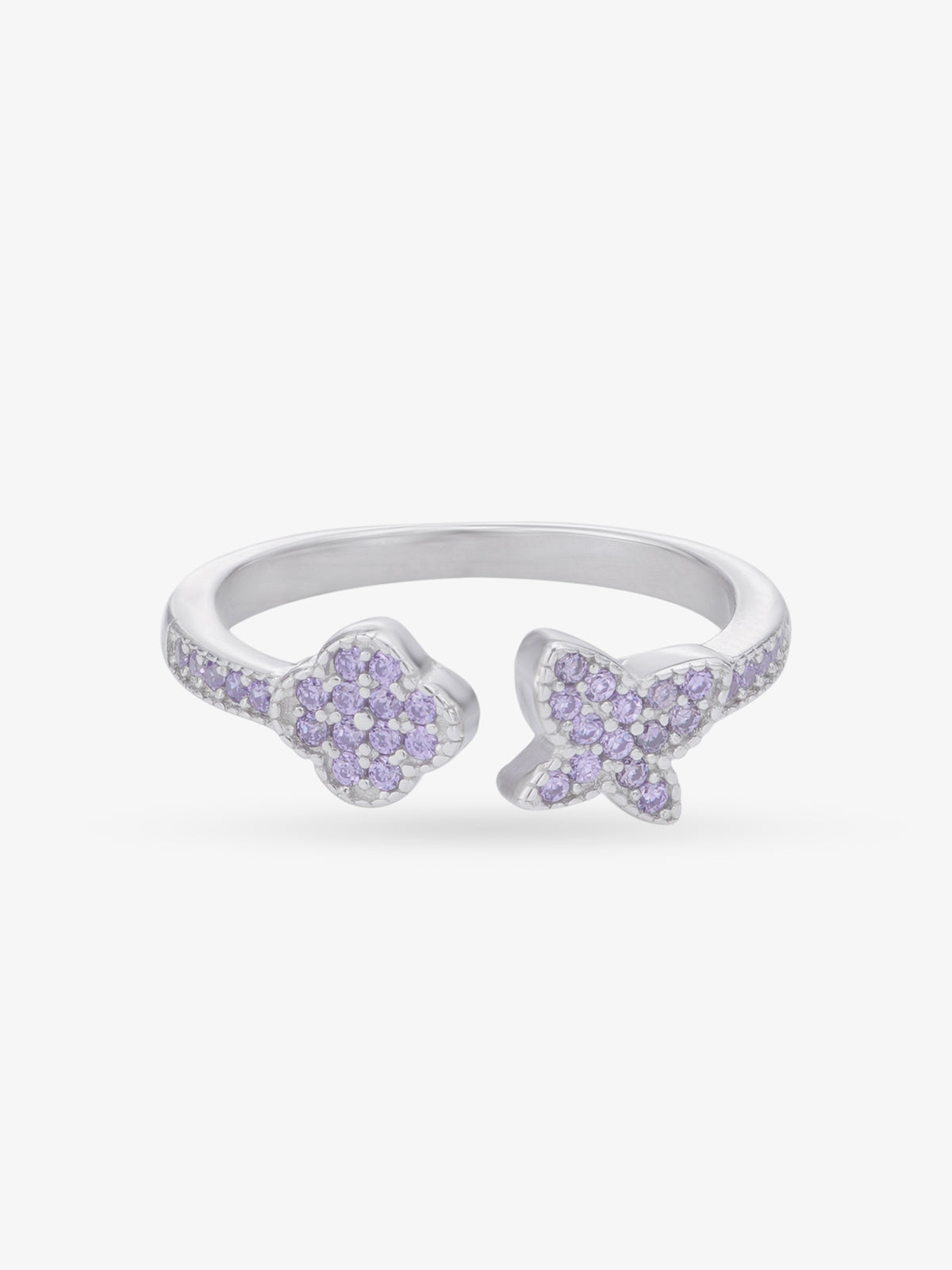 SIJA 925 Silver Purple Stone Floral and Butterfly Toe Ring adjustable sterling silver band for comfortable fit