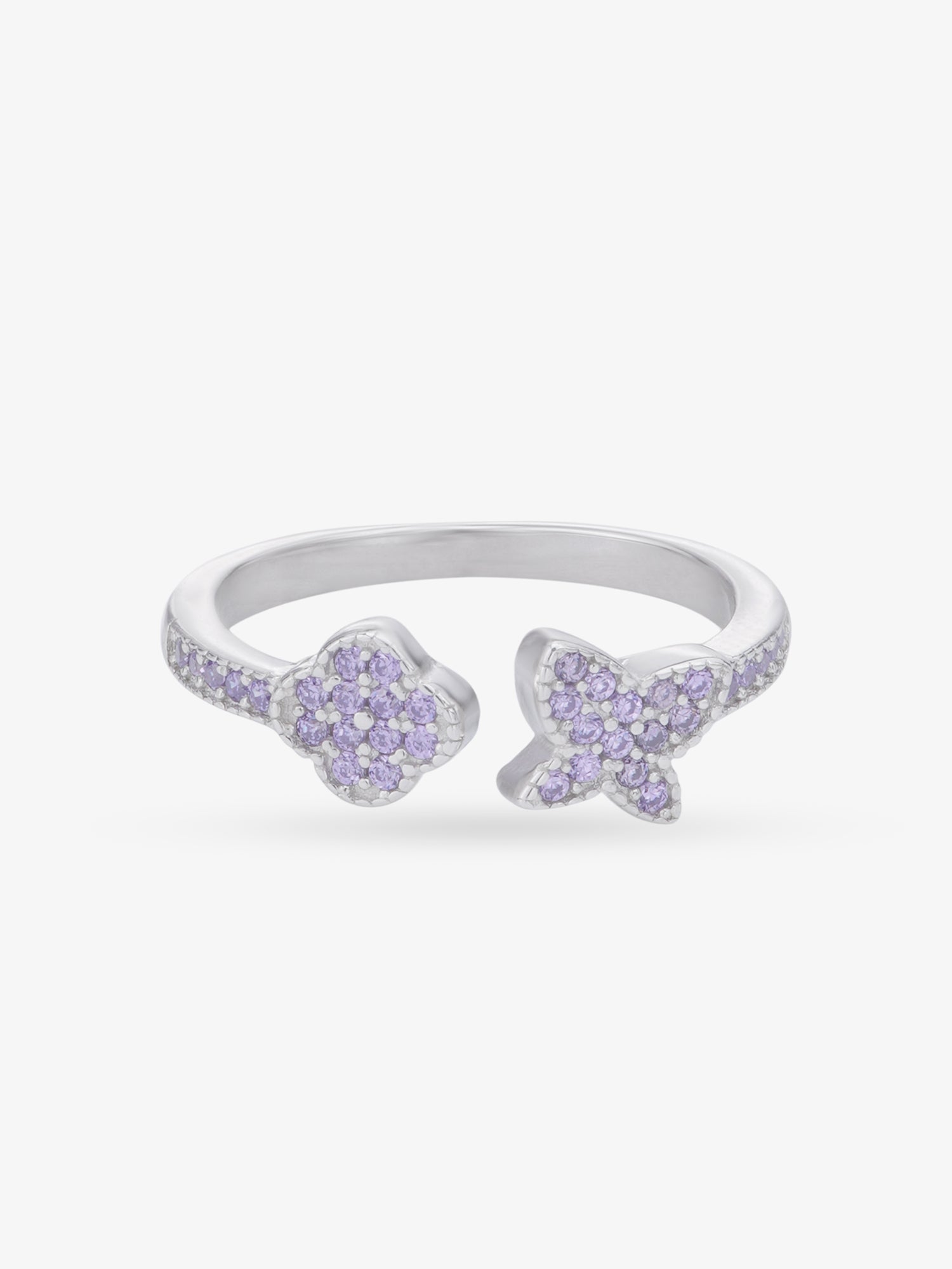 SIJA 925 Silver Purple Stone Floral and Butterfly Toe Ring adjustable sterling silver band for comfortable fit