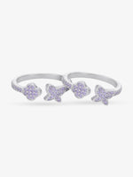 Purple Stone Floral & Butterfly Toe Ring