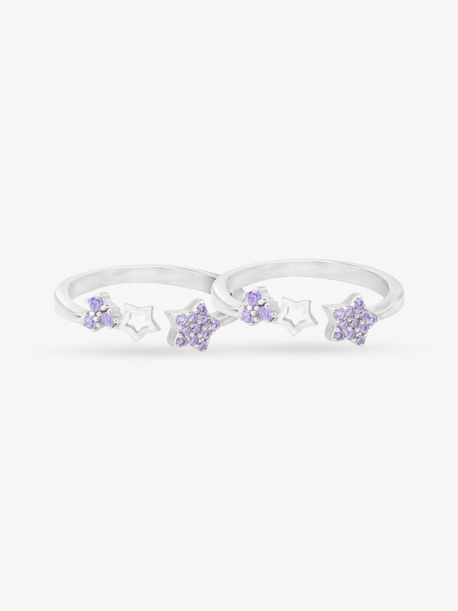 SIJA 925 Silver Purple Stone Star Toe Ring elegant sterling silver jewellery accessory front view