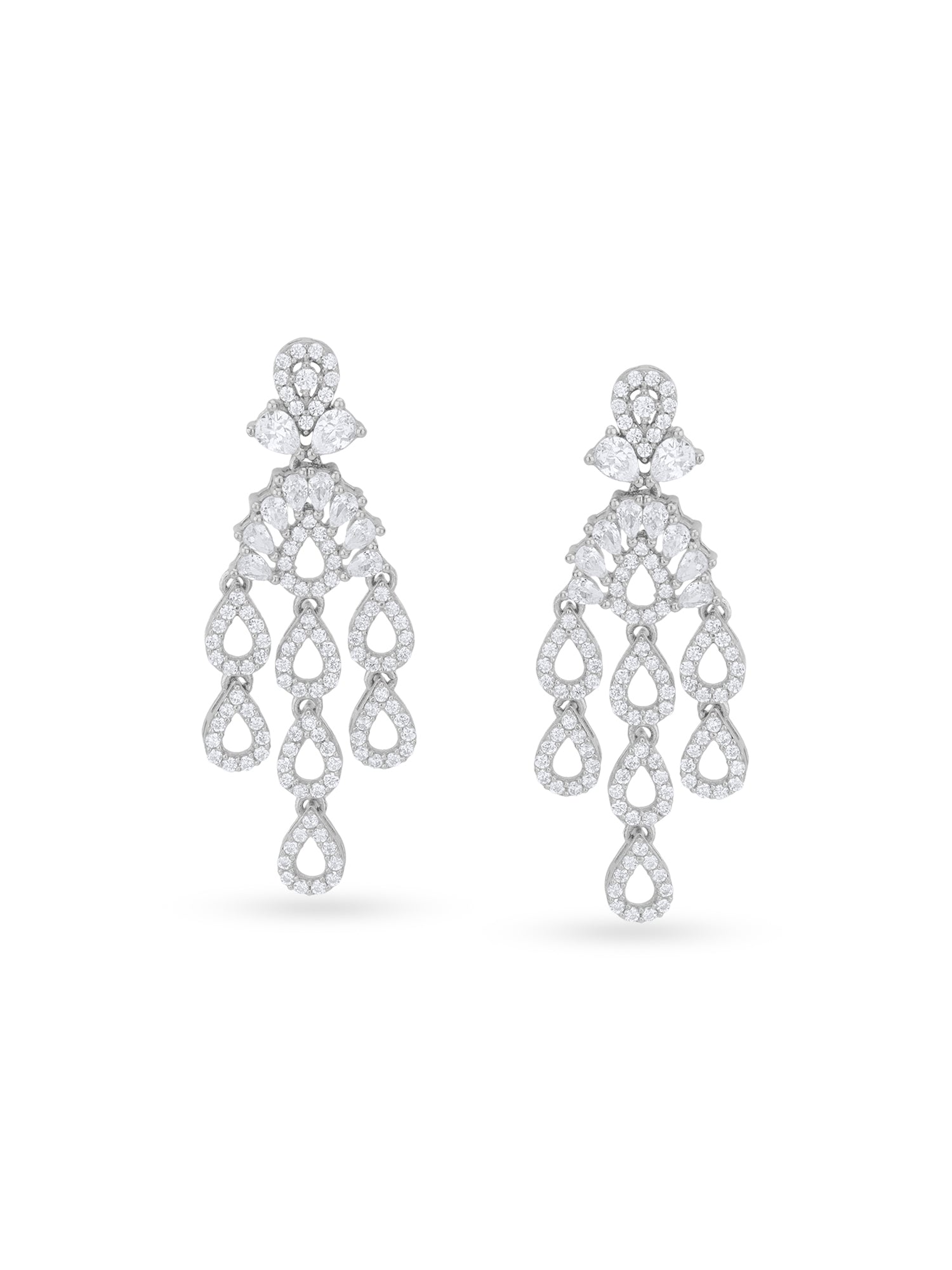 Detailed close up of SIJA 925 Silver Rain Droplets Earrings showing delicate droplet charms and handcrafted silver finish