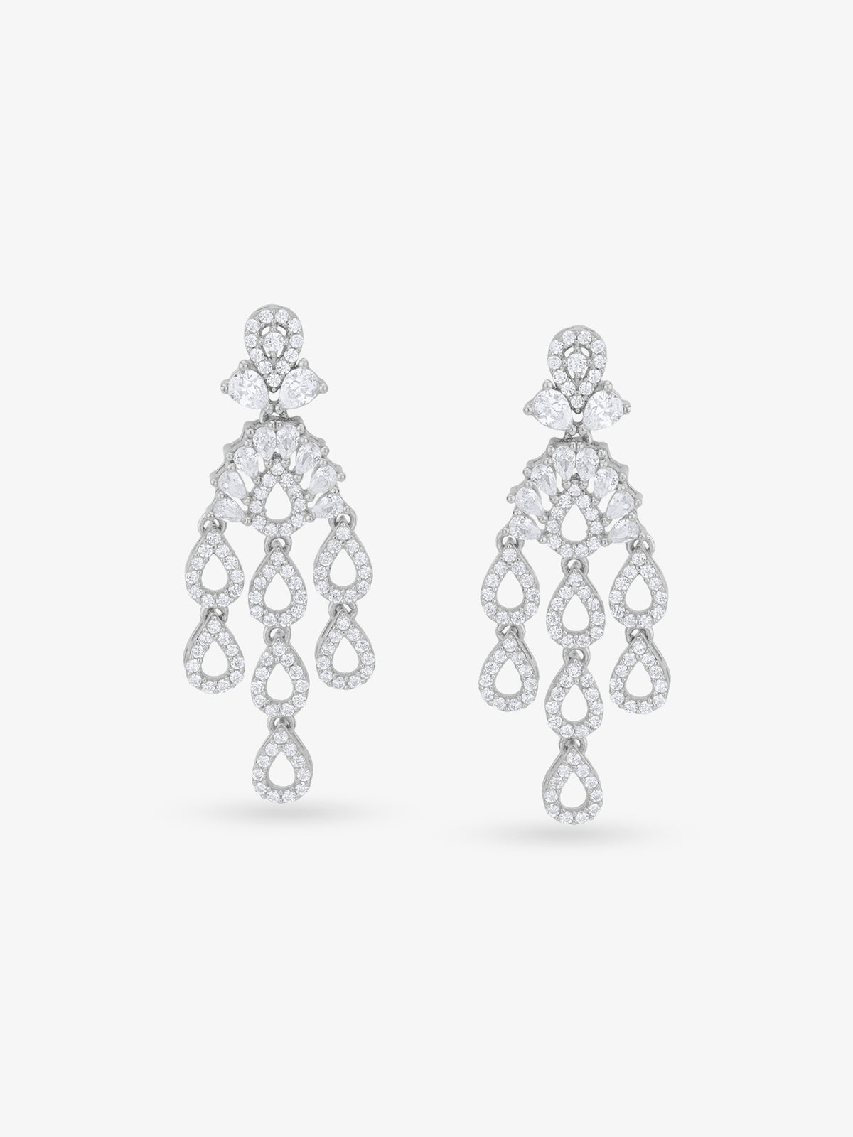 SIJA 925 Silver Rain Droplets Earrings elegant sterling silver jewellery accessory front view