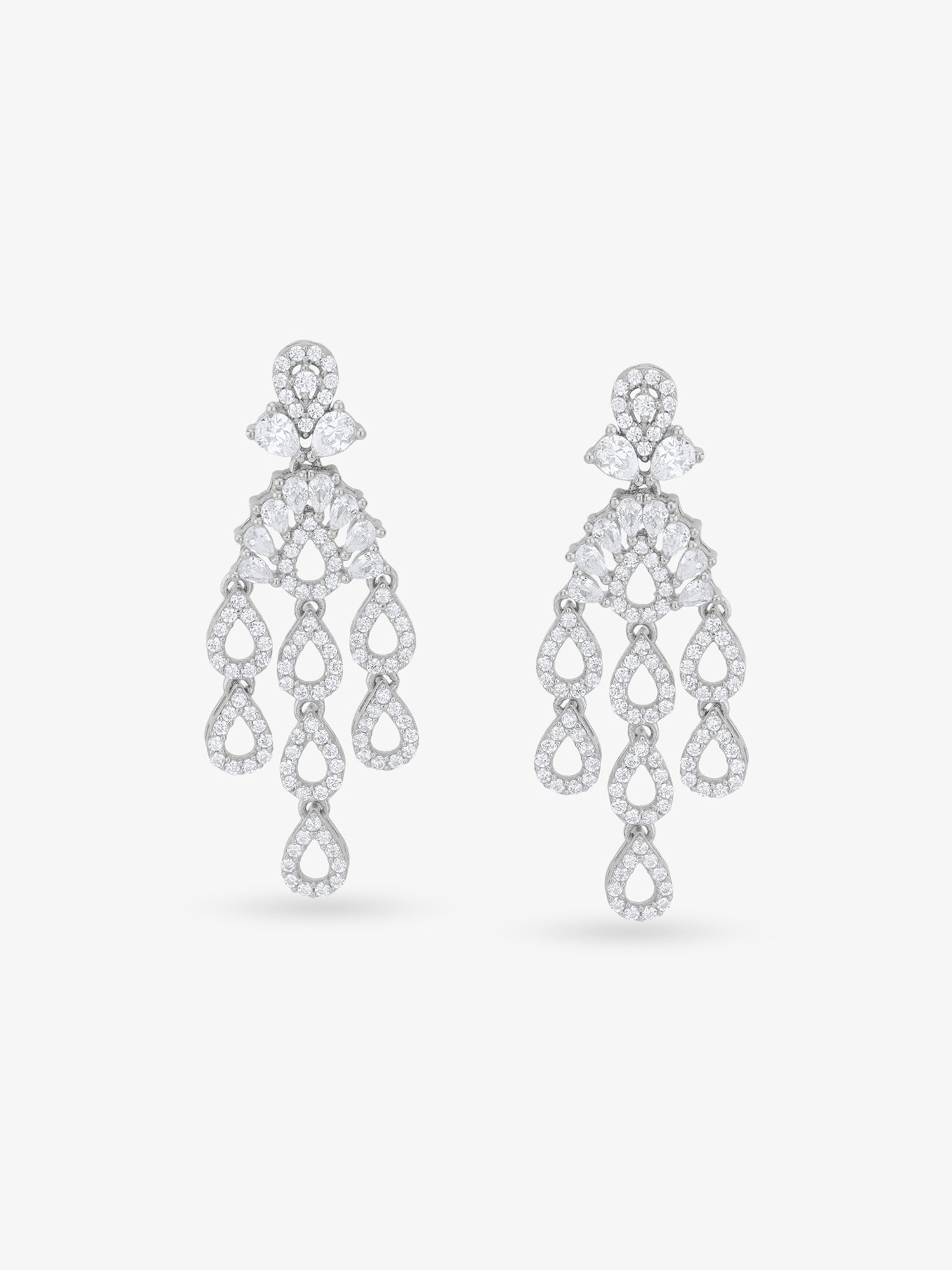 SIJA 925 Silver Rain Droplets Earrings elegant sterling silver jewellery accessory front view