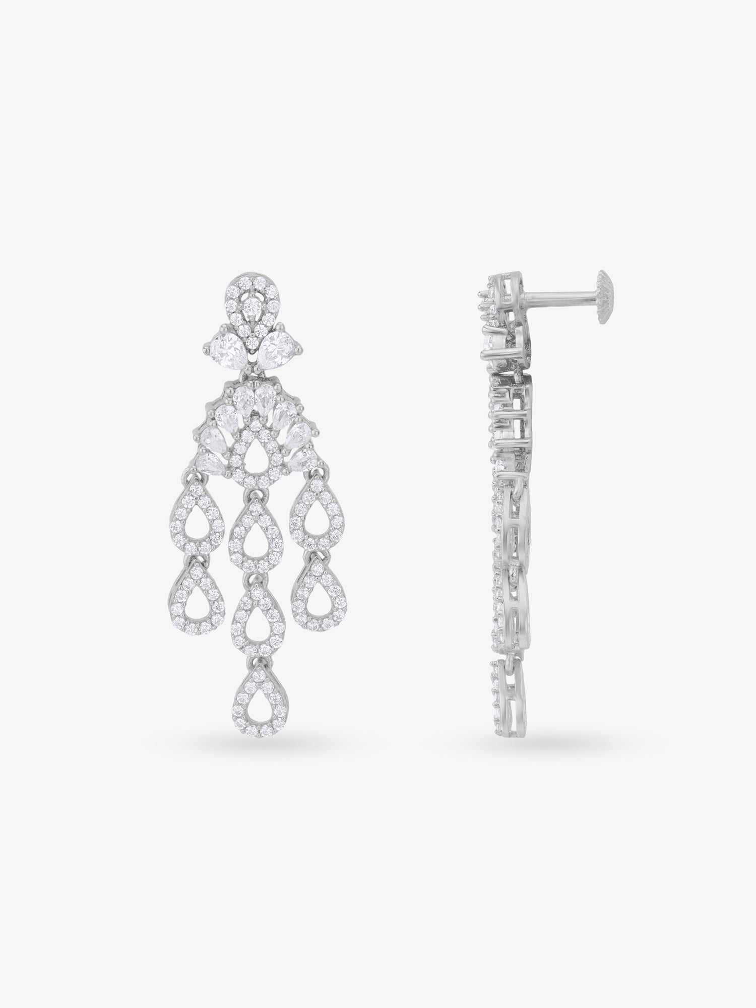 Side profile of SIJA 925 Silver Rain Droplets Earrings highlighting durable sterling silver craftsmanship and droplet charm placement
