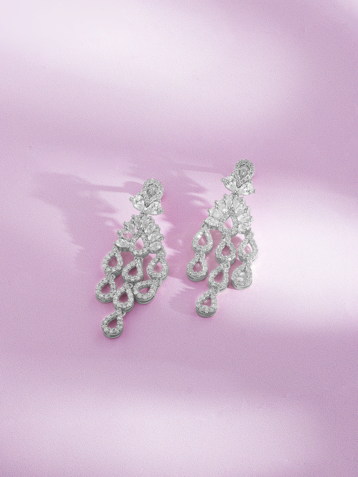 Detailed close up of SIJA 925 Silver Rain Droplets Earrings showing delicate droplet charms and handcrafted silver finish
