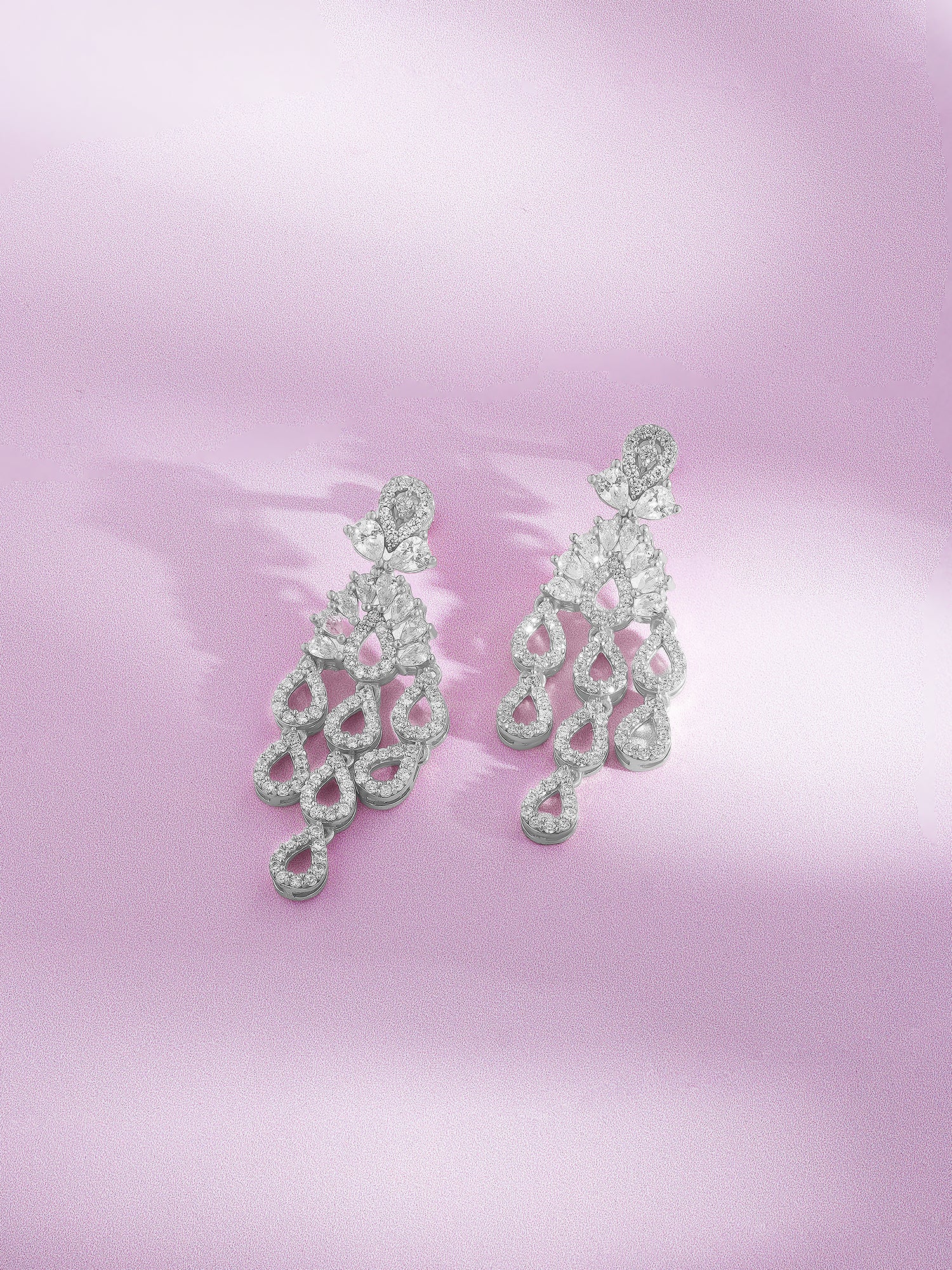 Detailed close up of SIJA 925 Silver Rain Droplets Earrings showing delicate droplet charms and handcrafted silver finish