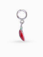 Side view SIJA 925 silver jewellery red apple charm stylish handcrafted accessory perfect for weddings parties anniversaries and festive wea
