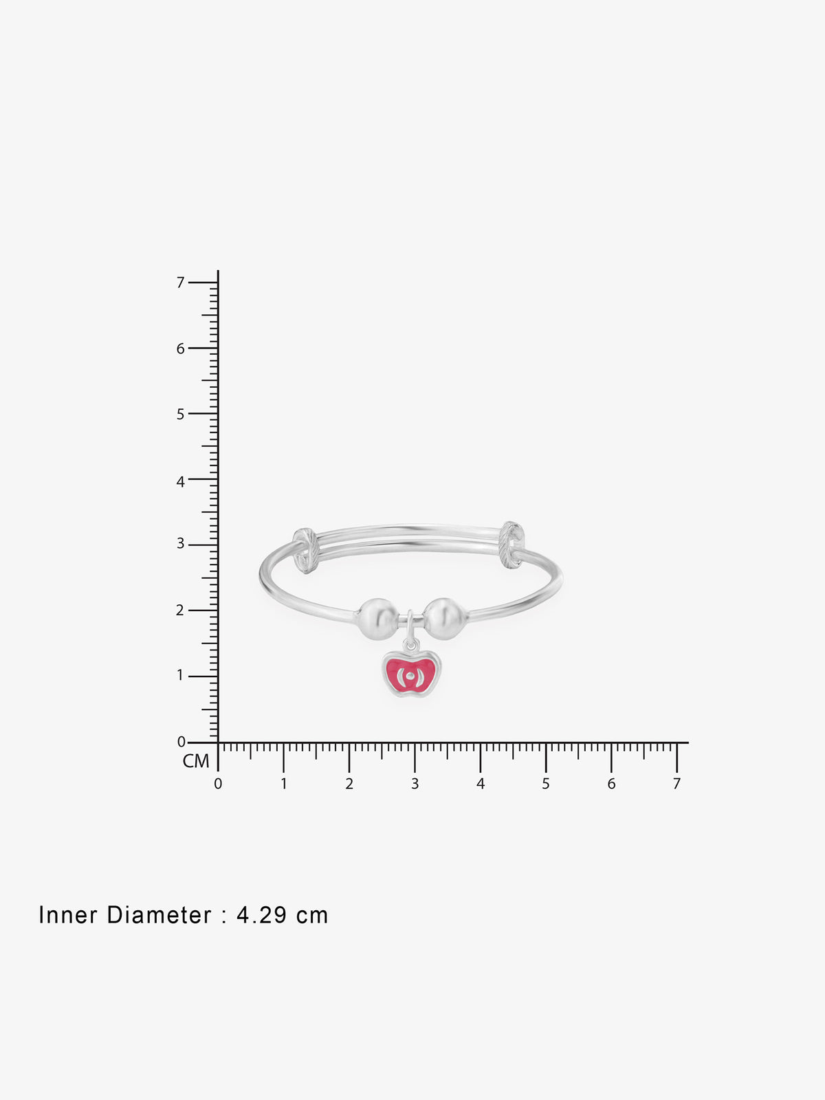 Reverse view of SIJA Red Apple Drops Bracelet showing BIS 925 hallmark certified sterling silver jewellery made in India