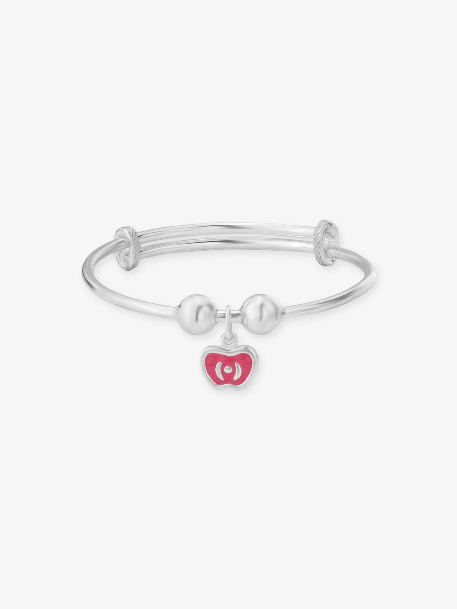 SIJA 925 Silver Red Apple Drops Bracelet for kids sterling silver jewellery playful front view accessory