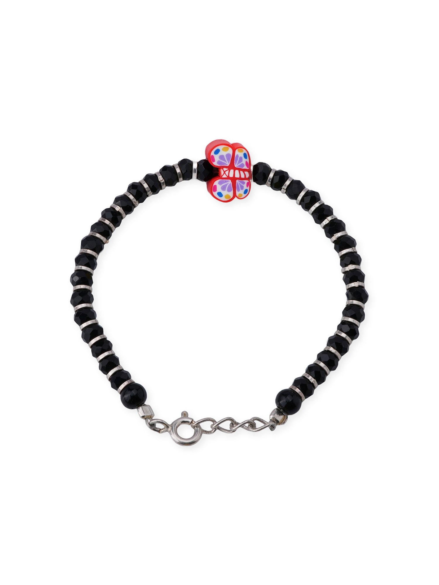 Close‑up of SIJA 925 sterling silver Red Butterfly Kids Bracelet showing butterfly charm detailing and handcrafted design