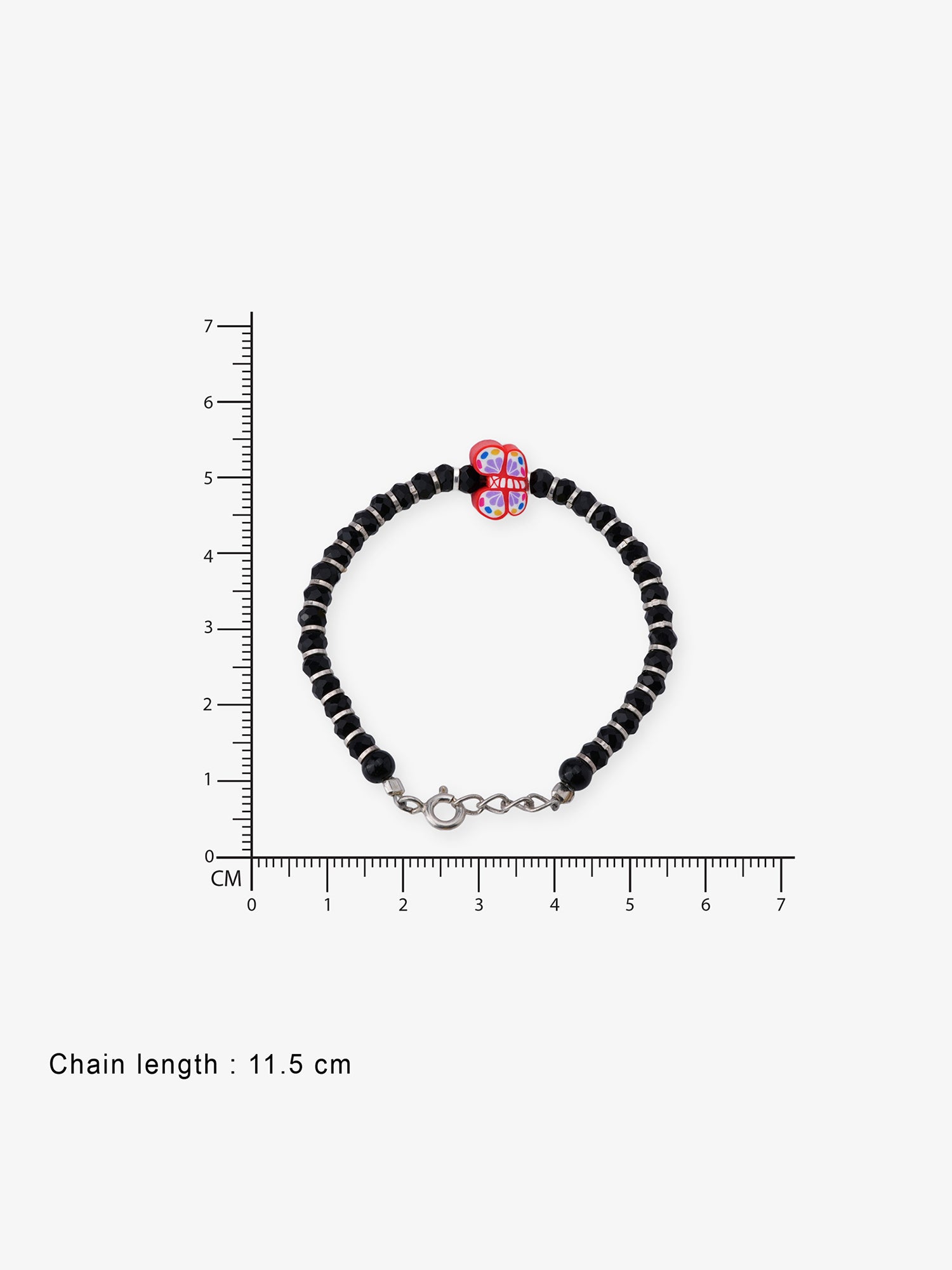 Side profile of SIJA 925 sterling silver Red Butterfly Kids Bracelet showing polished edges and durable sterling silver construction