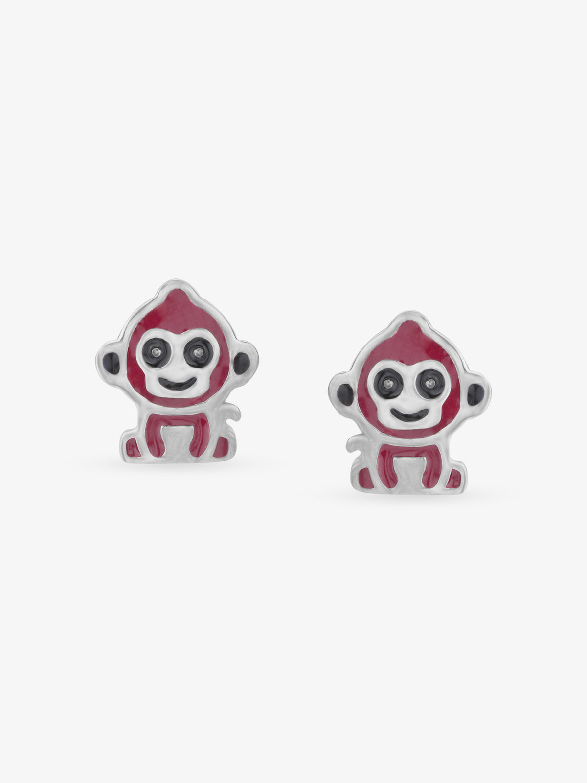 SIJA 925 Silver Red Monkey Stud sterling silver jewellery full front hero view playful accessory