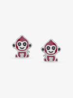 SIJA 925 Silver Red Monkey Stud sterling silver jewellery full front hero view playful accessory