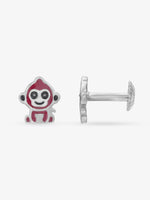 Side profile of SIJA 925 silver Red Monkey Stud showing polished edges and durable sterling silver construction