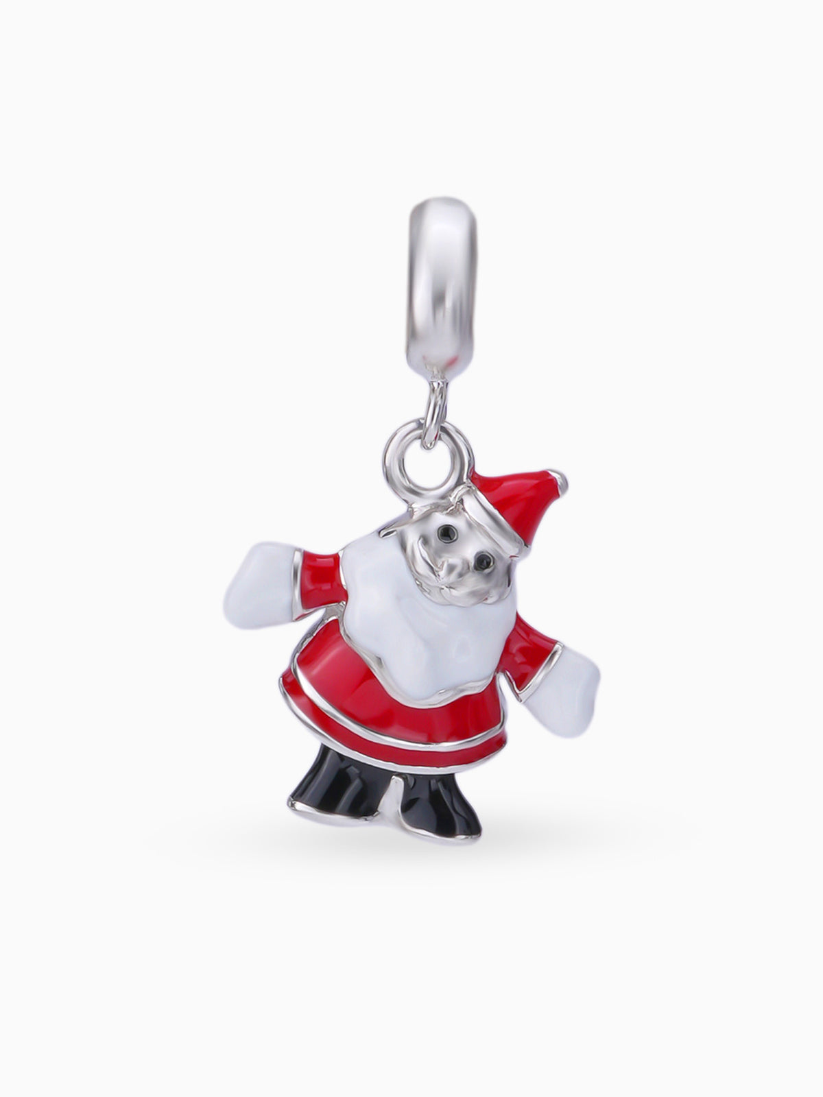 Close up SIJA 925 silver jewellery red Santa Claus charm handcrafted premium design versatile accessory for holiday wear and special occasions