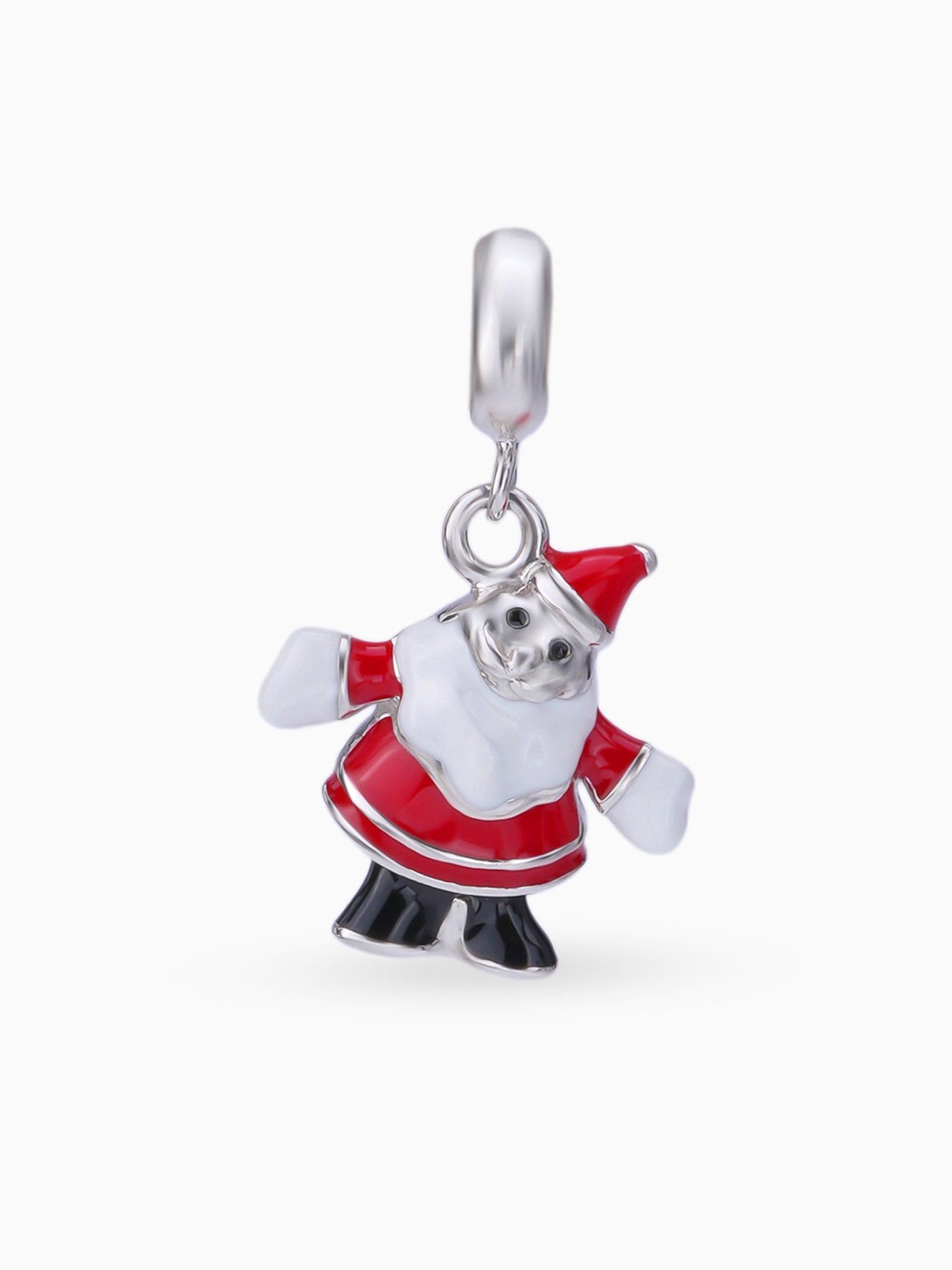 Close up SIJA 925 silver jewellery red Santa Claus charm handcrafted premium design versatile accessory for holiday wear and special occasions