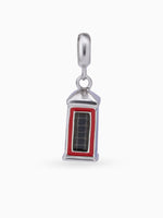 Close up SIJA 925 silver jewellery red telephone booth charm handcrafted premium design versatile accessory for everyday wear and special occasions
