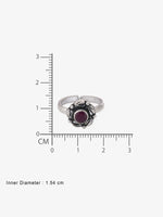 Reverse view of SIJA Ruby Blossom Antique Toe Ring showing BIS 925 hallmark certified oxidised sterling silver jewellery made in India