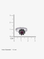 Reverse view of SIJA Ruby Timeless Blossom Antique Toe Ring showing BIS 925 hallmark certified oxidised sterling silver jewellery made in India