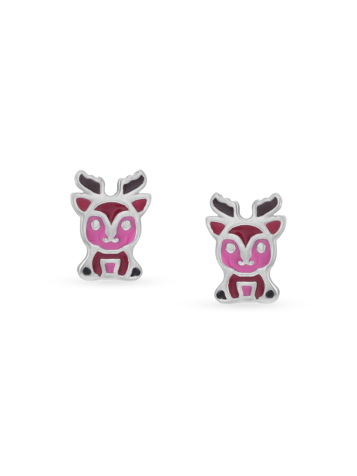 Close‑up of SIJA 925 silver Rudolph Stud showing reindeer face detailing and handcrafted sterling silver design