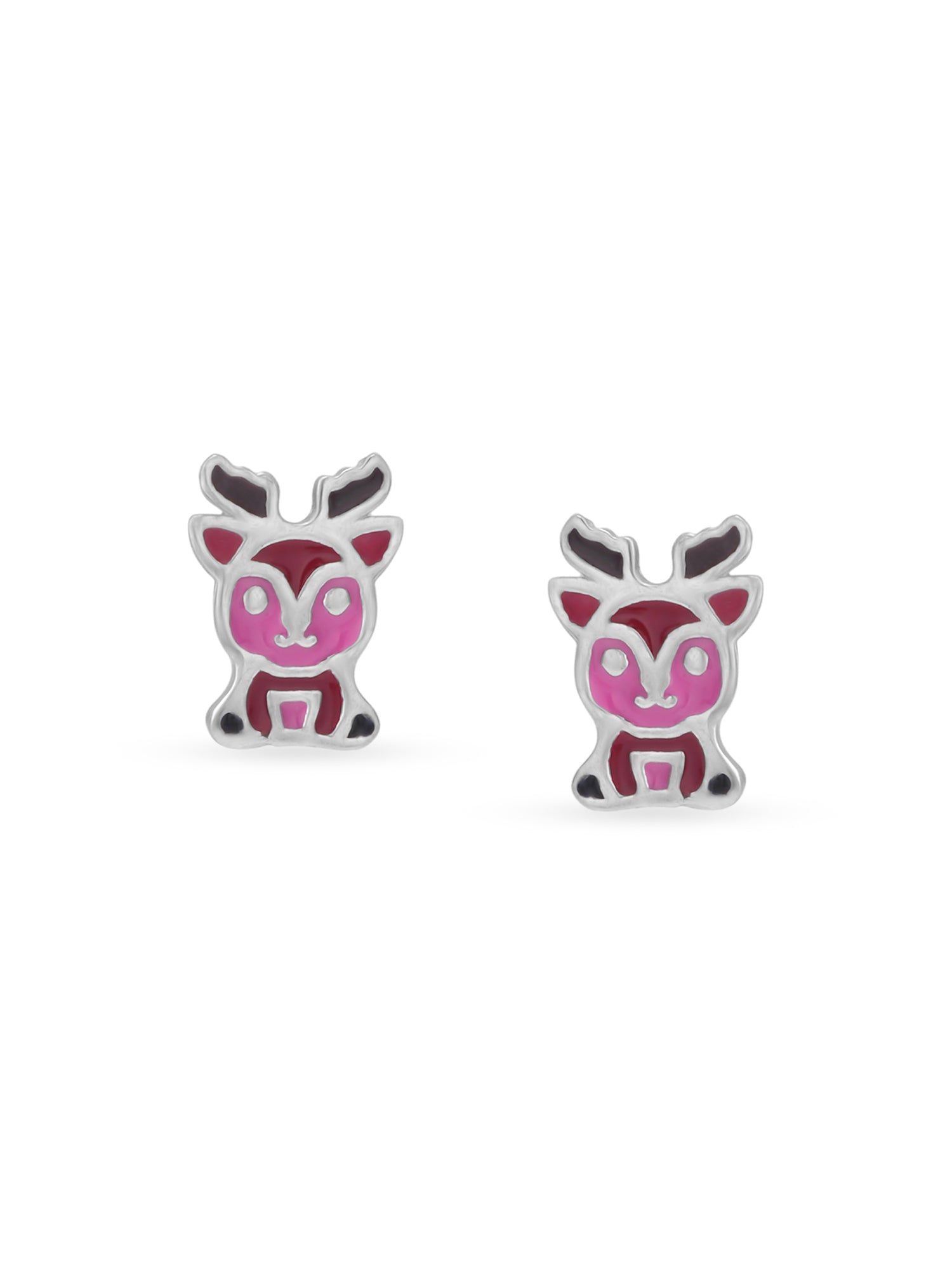 Close‑up of SIJA 925 silver Rudolph Stud showing reindeer face detailing and handcrafted sterling silver design