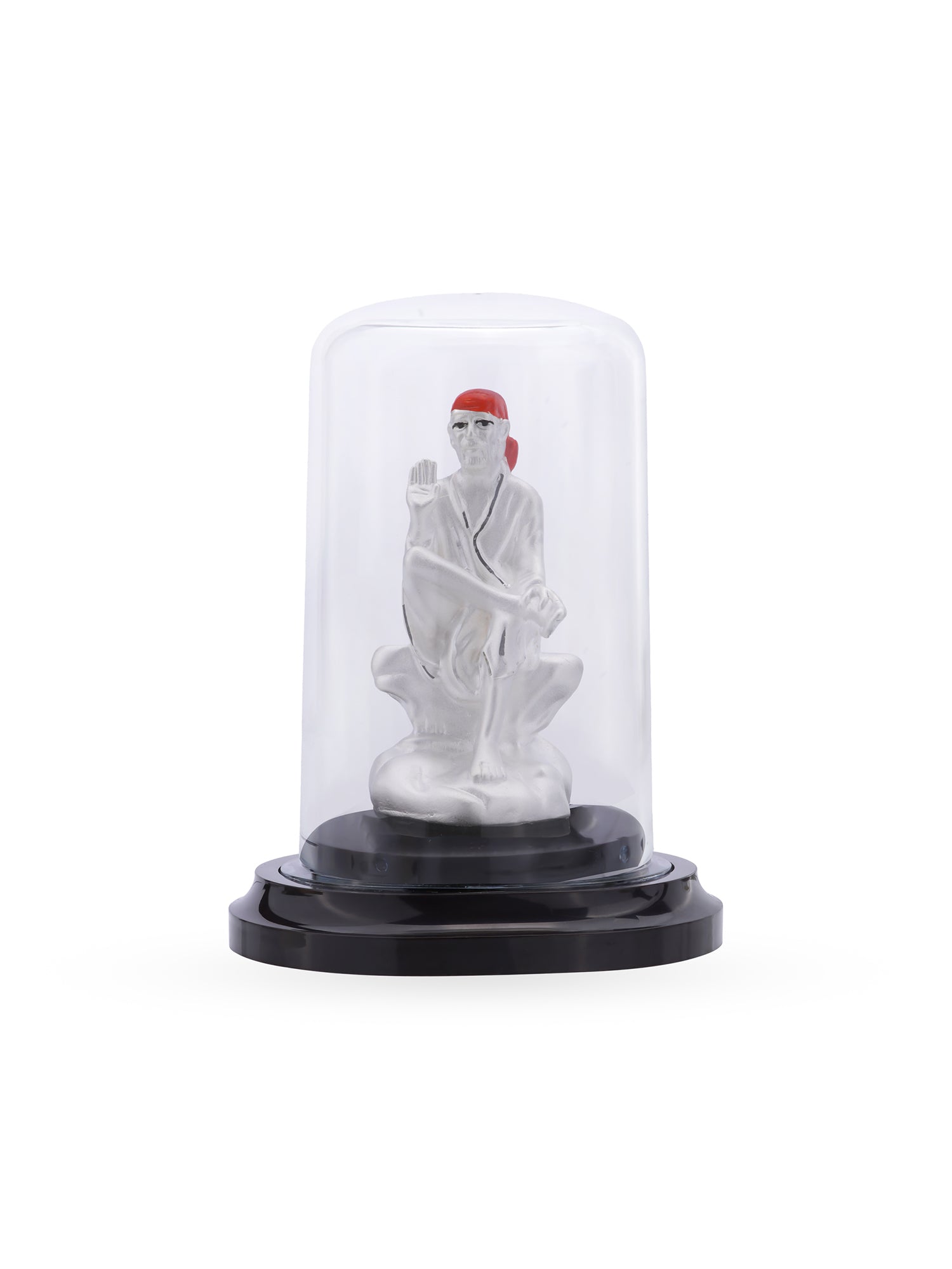 Base detail of SIJA 999 Silver Sai Baba Idol showcasing sturdy silver stand and premium hallmark quality