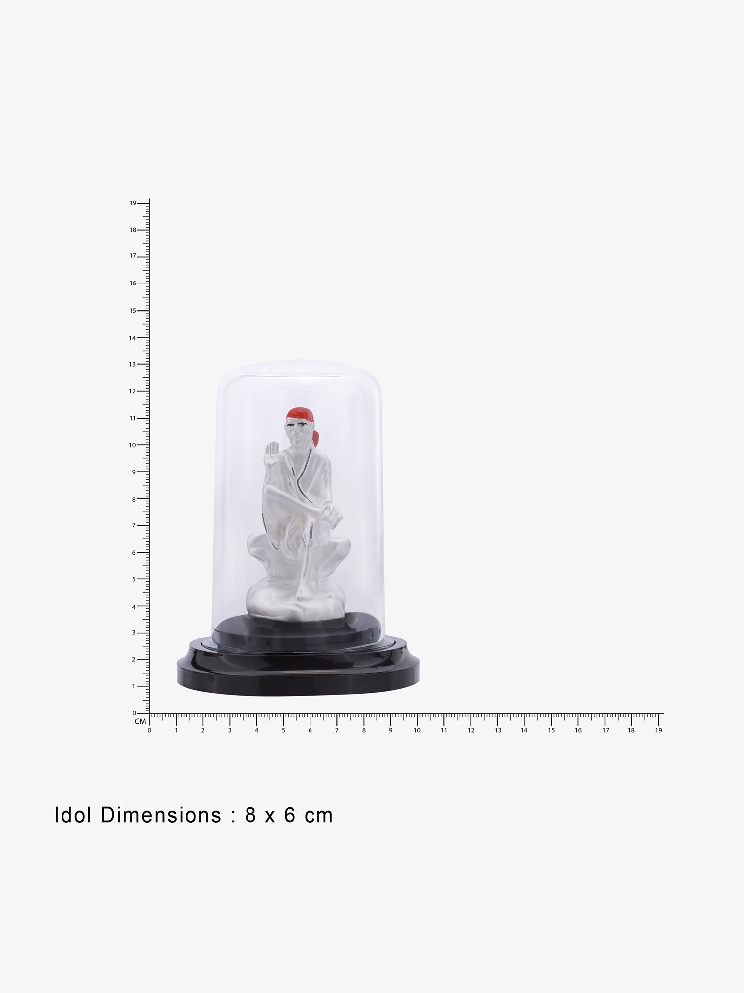 Reverse view of SIJA 999 Silver Sai Baba Idol showing hallmark certified pure silver jewellery made in India