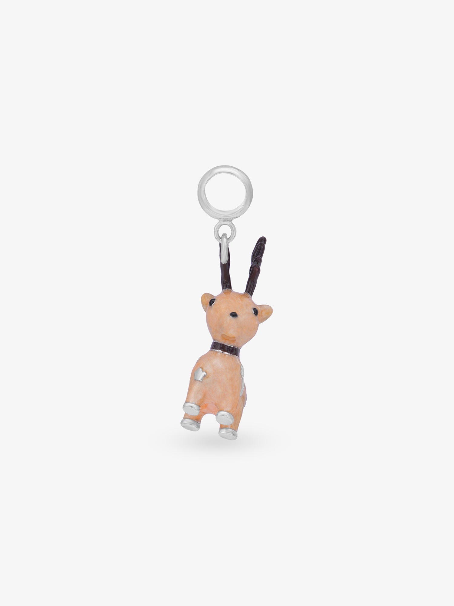 Detailed close up of SIJA Deer Charm Ring showing delicate deer charm design and premium sterling silver craftsmanship
