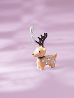 Detailed close up of SIJA Deer Charm Ring showing delicate deer charm design and premium sterling silver craftsmanship